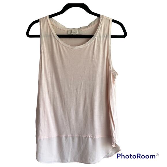 Loft lightweight pale pink sleeveless round neck women's blouse Size Medium - Picture 1 of 6